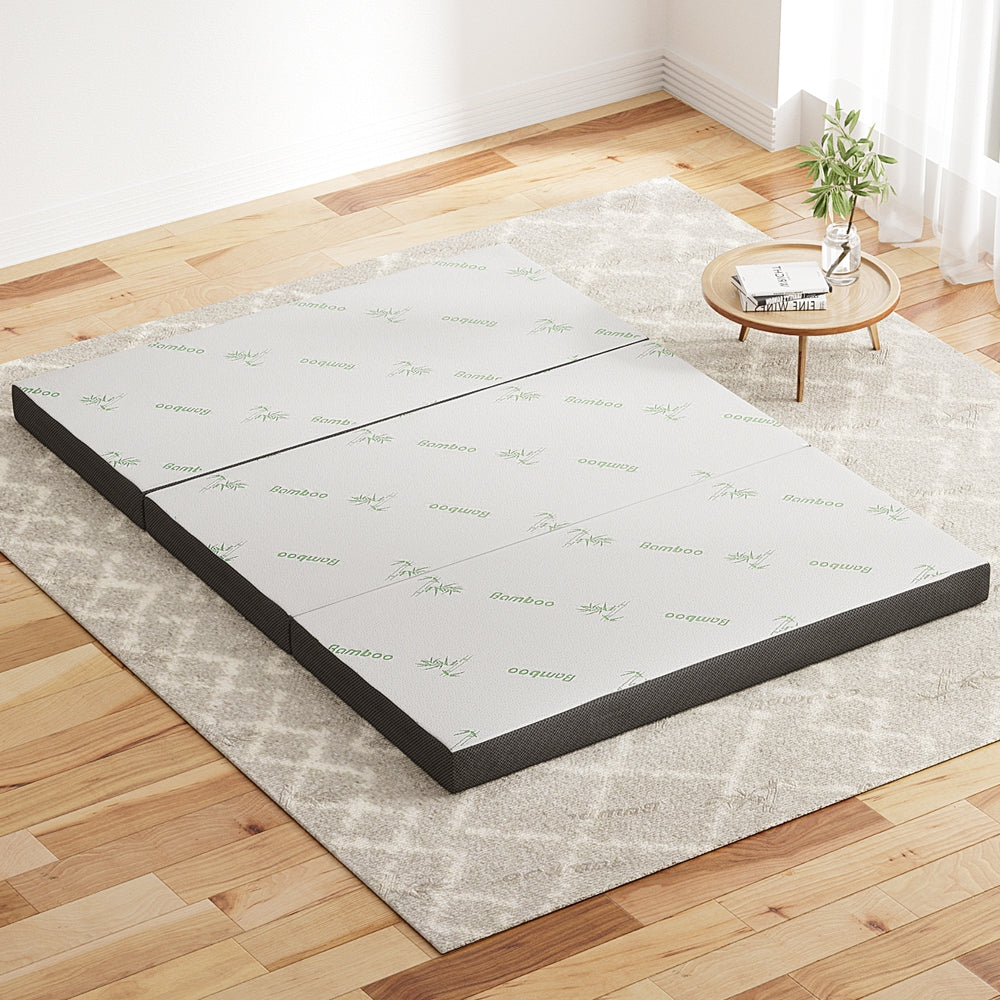 Giselle Double Foldable Mattress Bamboo Foam White/Grey