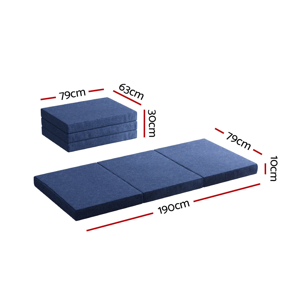 Giselle Single Foldable Foam Mattress Blue