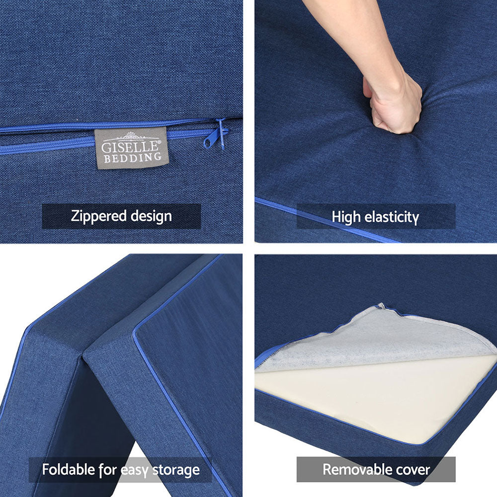 Giselle Single Foldable Foam Mattress Blue