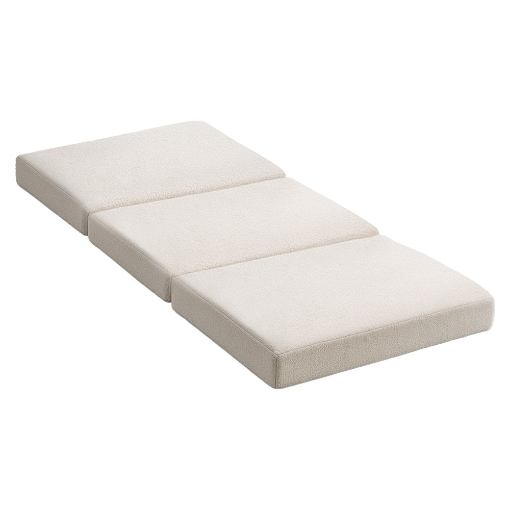 Giselle Bedding Foldable Mattress 3-Fold Foam Sherpa Fleece White