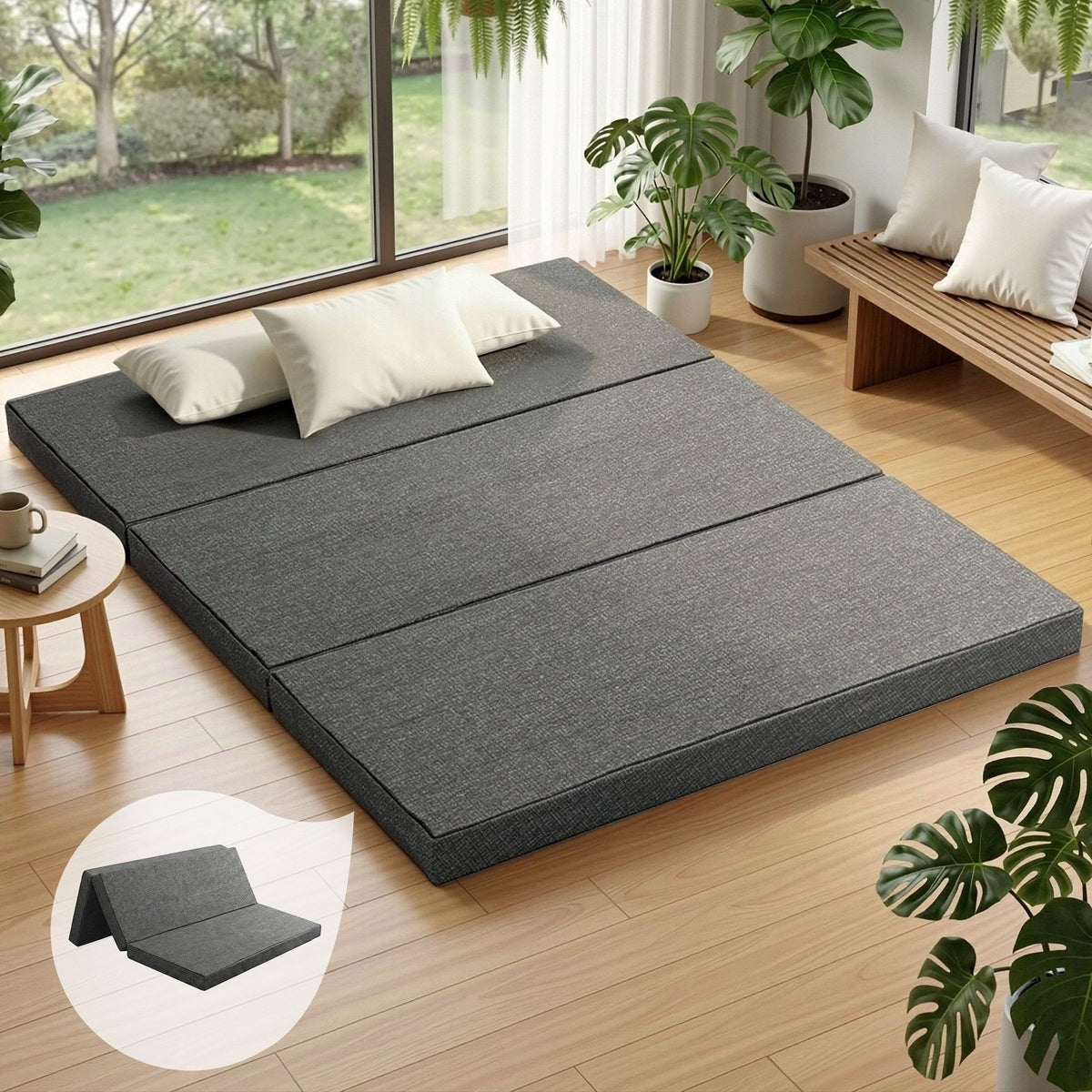 Giselle Bedding Folding Foam Mattress Queen Grey