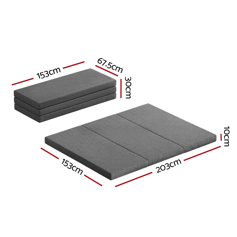 Giselle Queen Foldable Foam Mattress Dark Grey