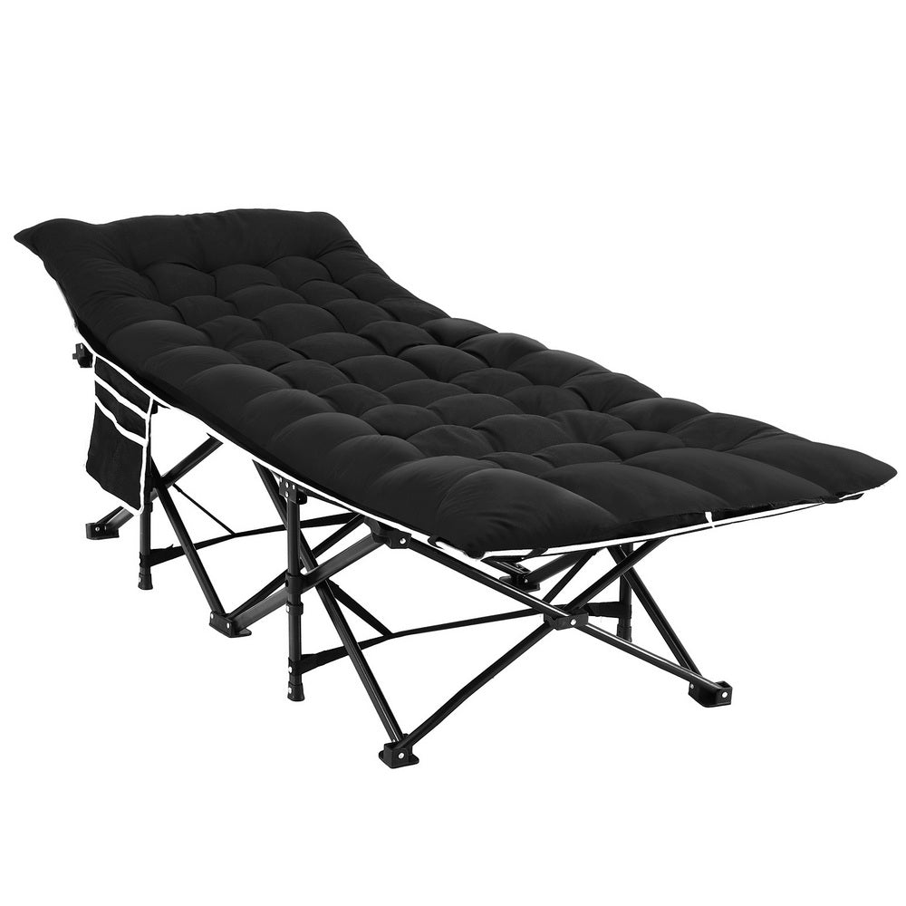Artiss Heavy Duty Folding Bed with Mattress Black 185CM