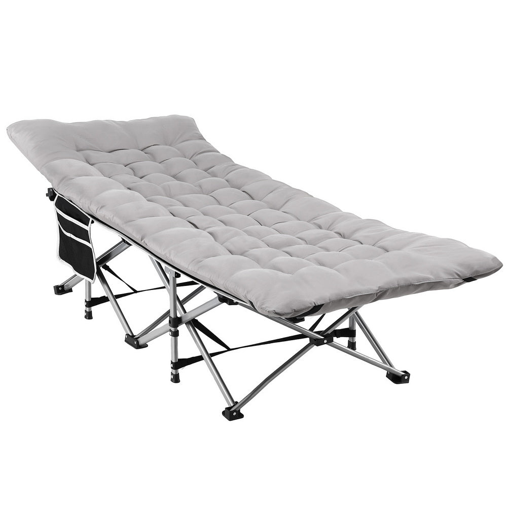Artiss Portable Folding Bed with Mattress 185cm Grey
