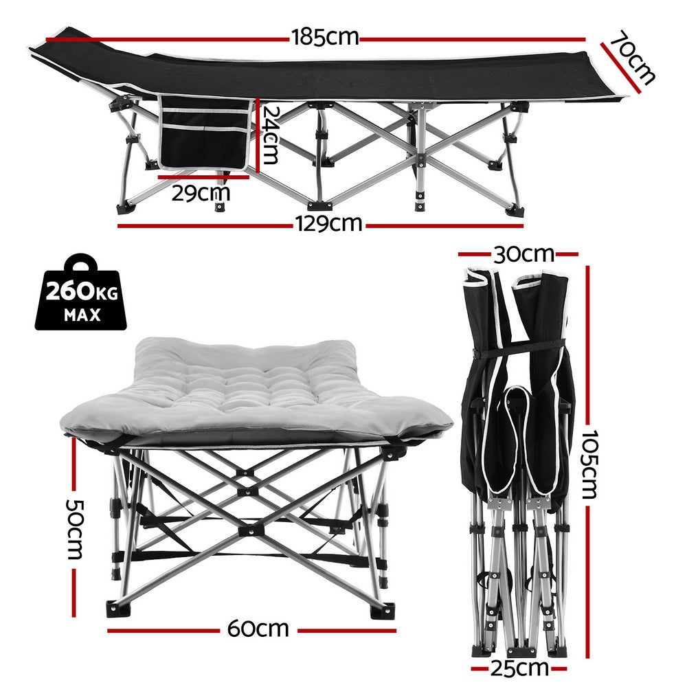 Artiss 185cm Folding Bed with Mattress Heavy Duty Grey