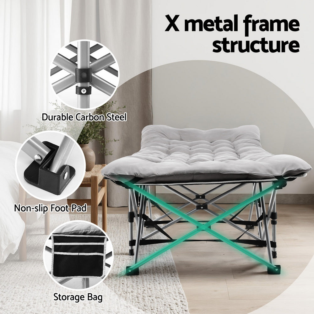 Artiss 185cm Folding Bed with Mattress Heavy Duty Grey