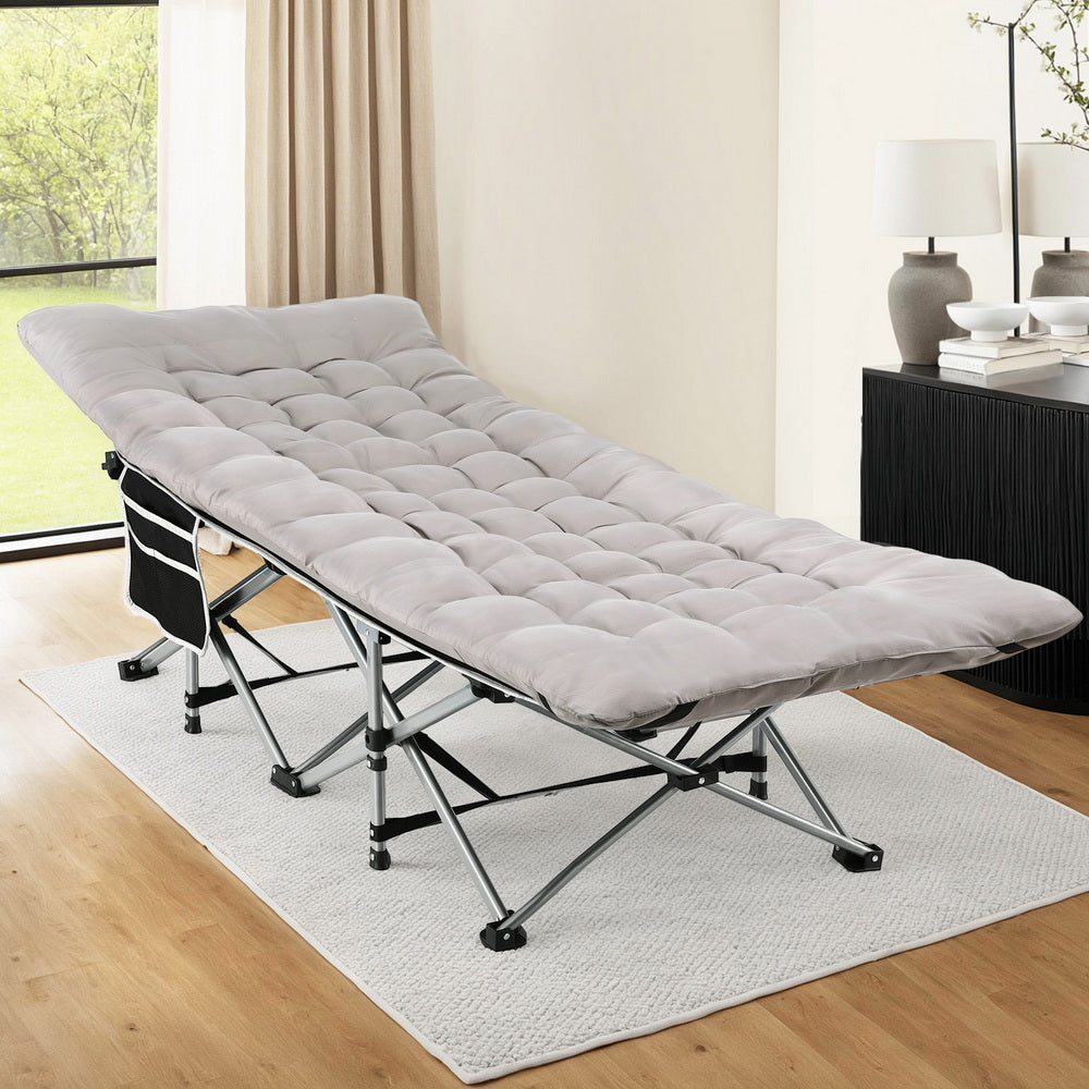 Artiss 185cm Folding Bed with Mattress Heavy Duty Grey