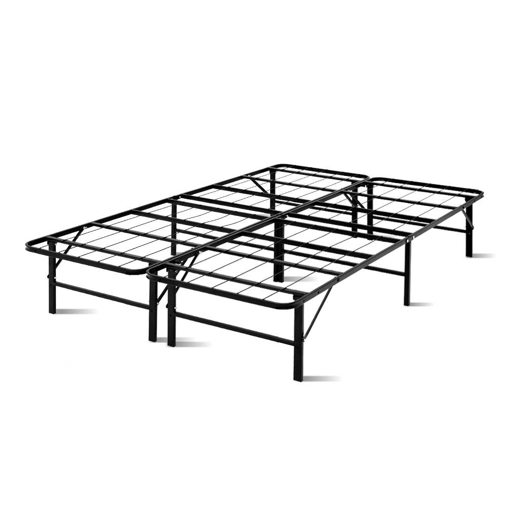 Duoclev Double Foldable Metal Bed Frame with Under-Bed Storage