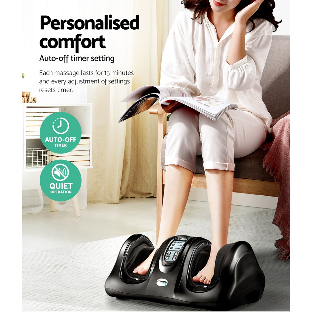 Livemor Electric Shiatsu Foot Massager Remote Roller Kneading Black