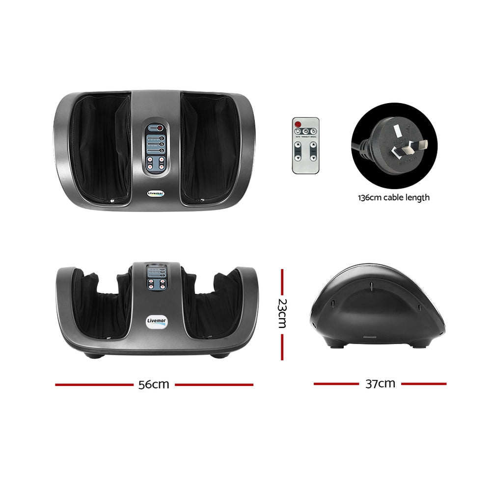 Livemor Electric Shiatsu Foot Massager Roller Kneading Calf Grey