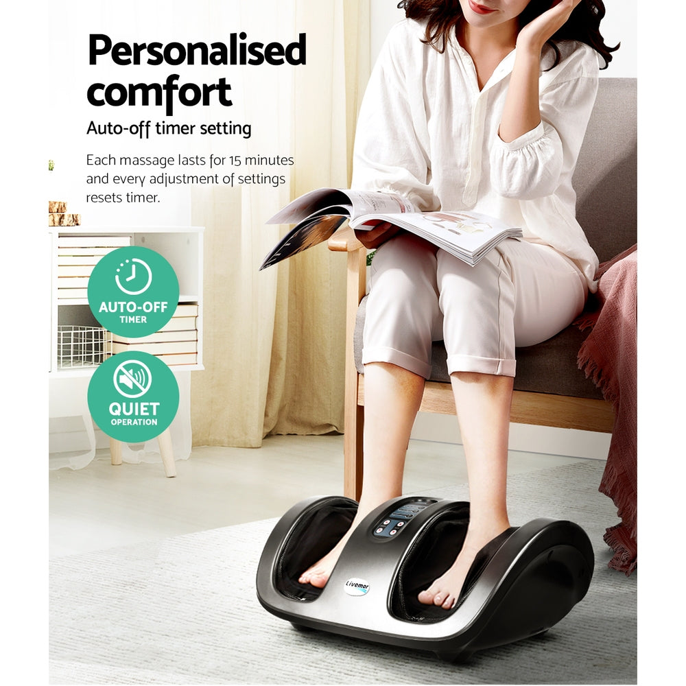 Livemor Electric Shiatsu Foot Massager Roller Kneading Calf Grey