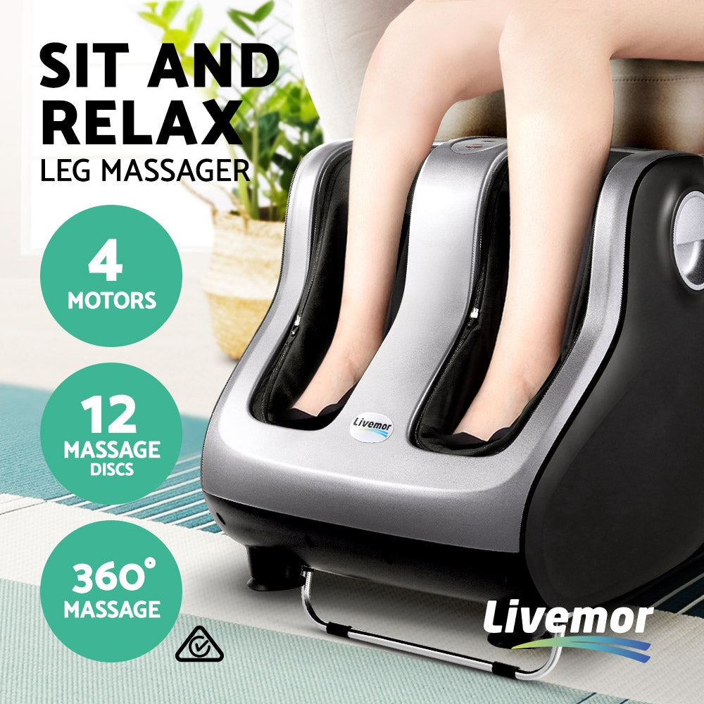Livemor Electric Shiatsu Foot and Calf Massager Silver
