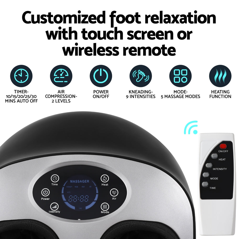 Livemor Electric Foot Massager Heated Kneading Black