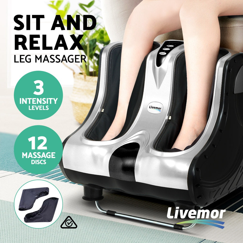 Livemor Shiatsu Foot Massager Electric Roller Silver
