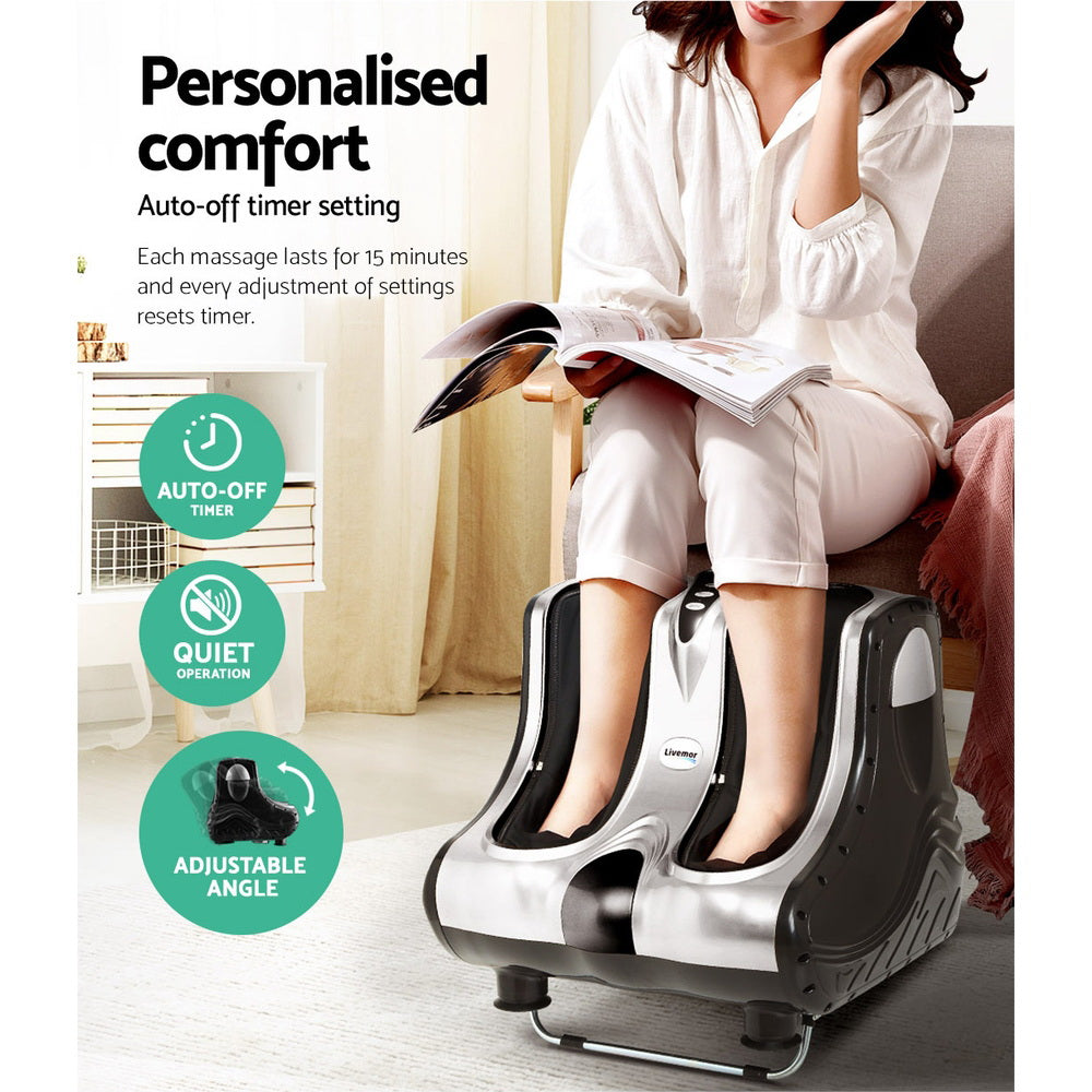 Livemor Shiatsu Foot Massager Electric Roller Silver