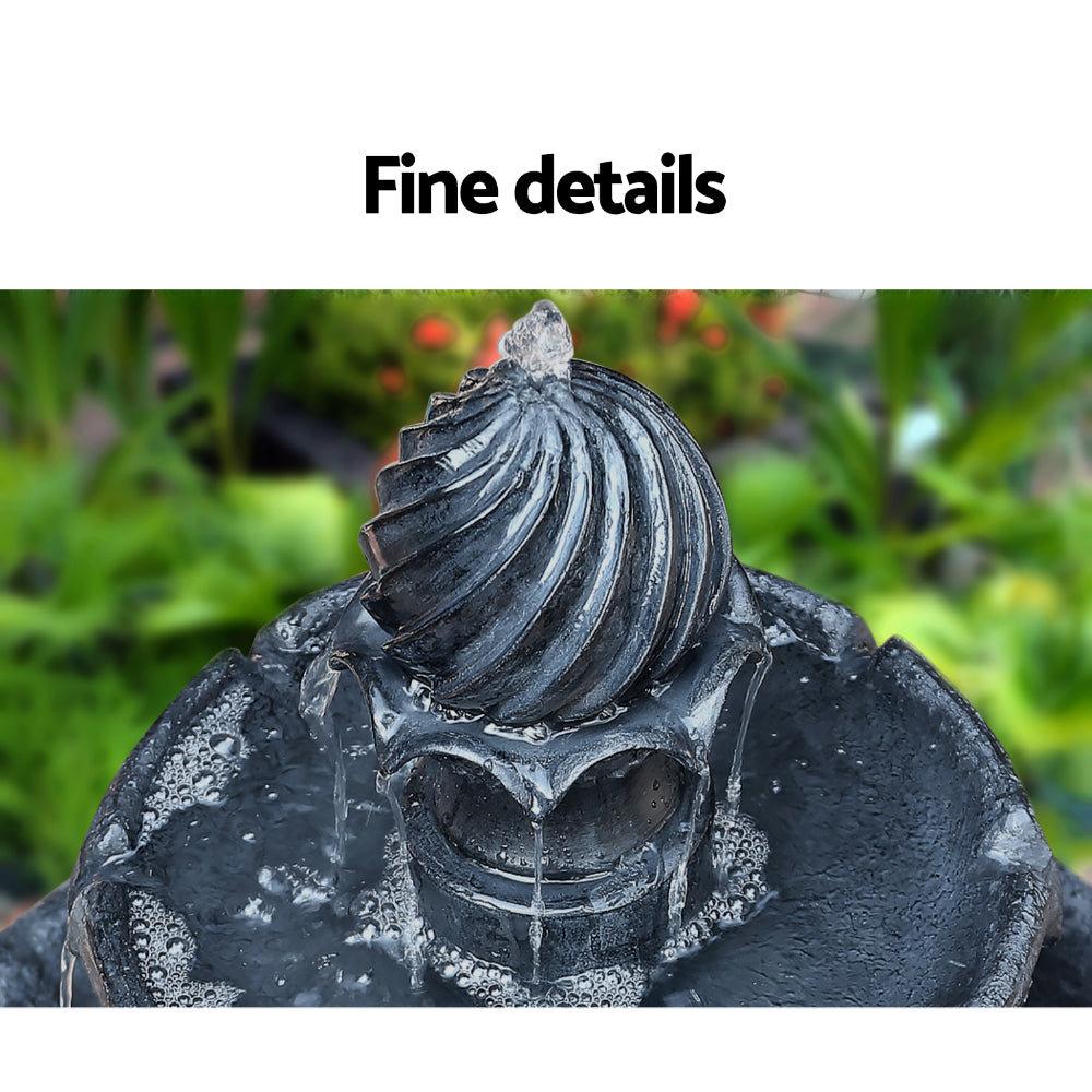 Gardeon 93CM 3-Tier Solar Fountain Bird Bath Black