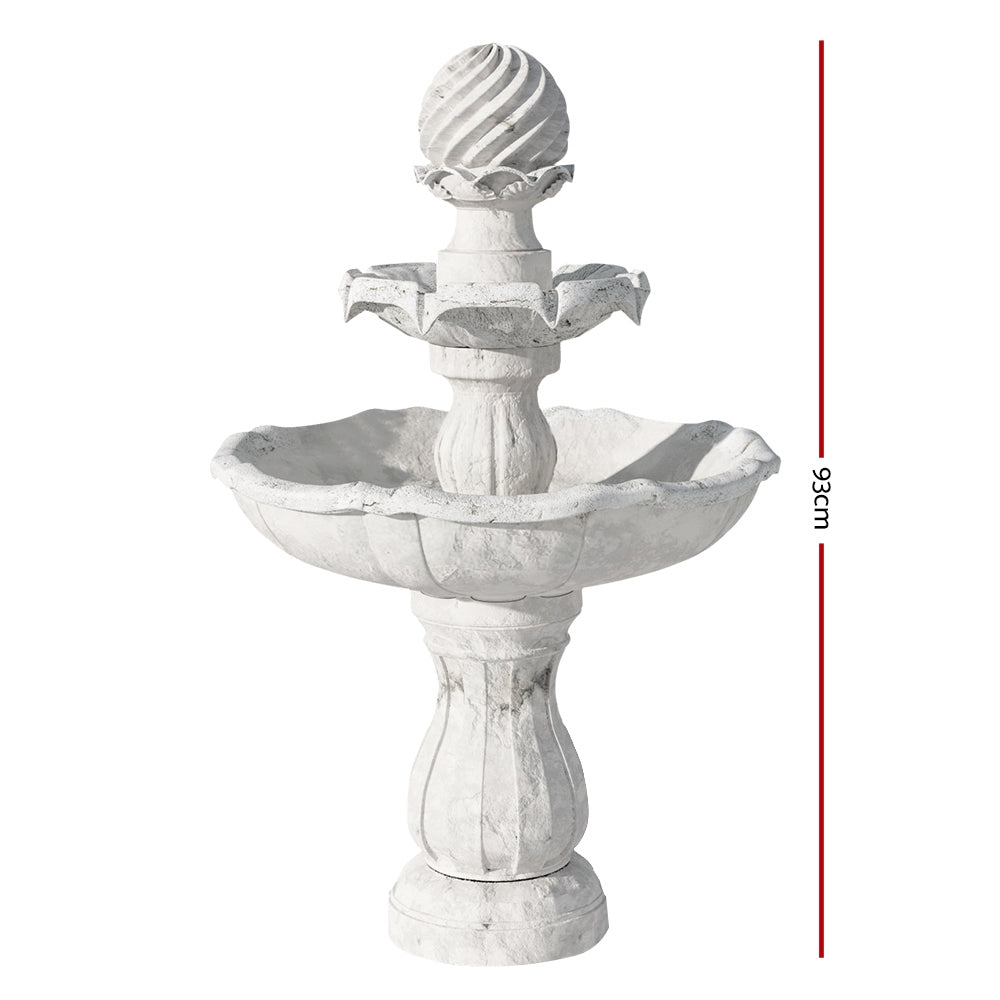 Gardeon 93CM Ivory 3-Tier Solar Fountain Bird Bath