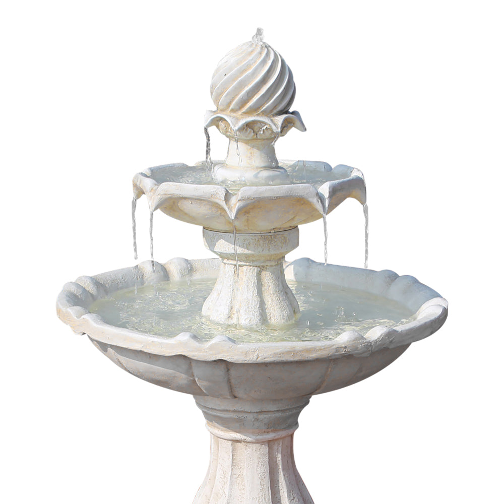 Gardeon 93CM Ivory 3-Tier Solar Fountain Bird Bath