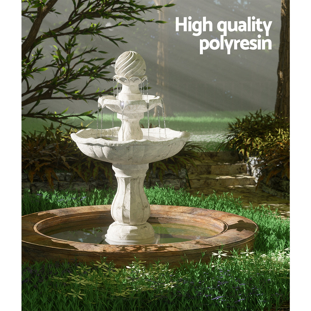 Gardeon 93CM Ivory 3-Tier Solar Fountain Bird Bath