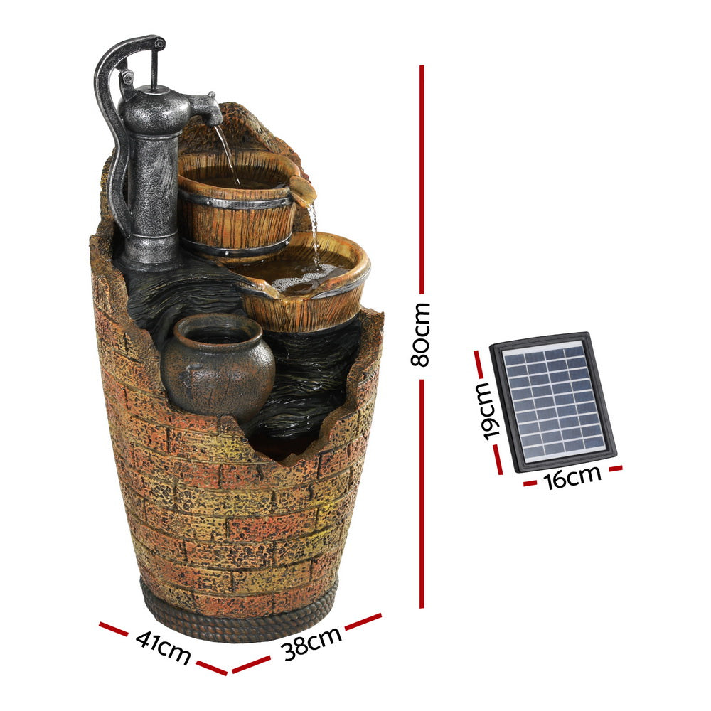 Gardeon 80CM Solar Fountain Cascading Water Feature Outdoor