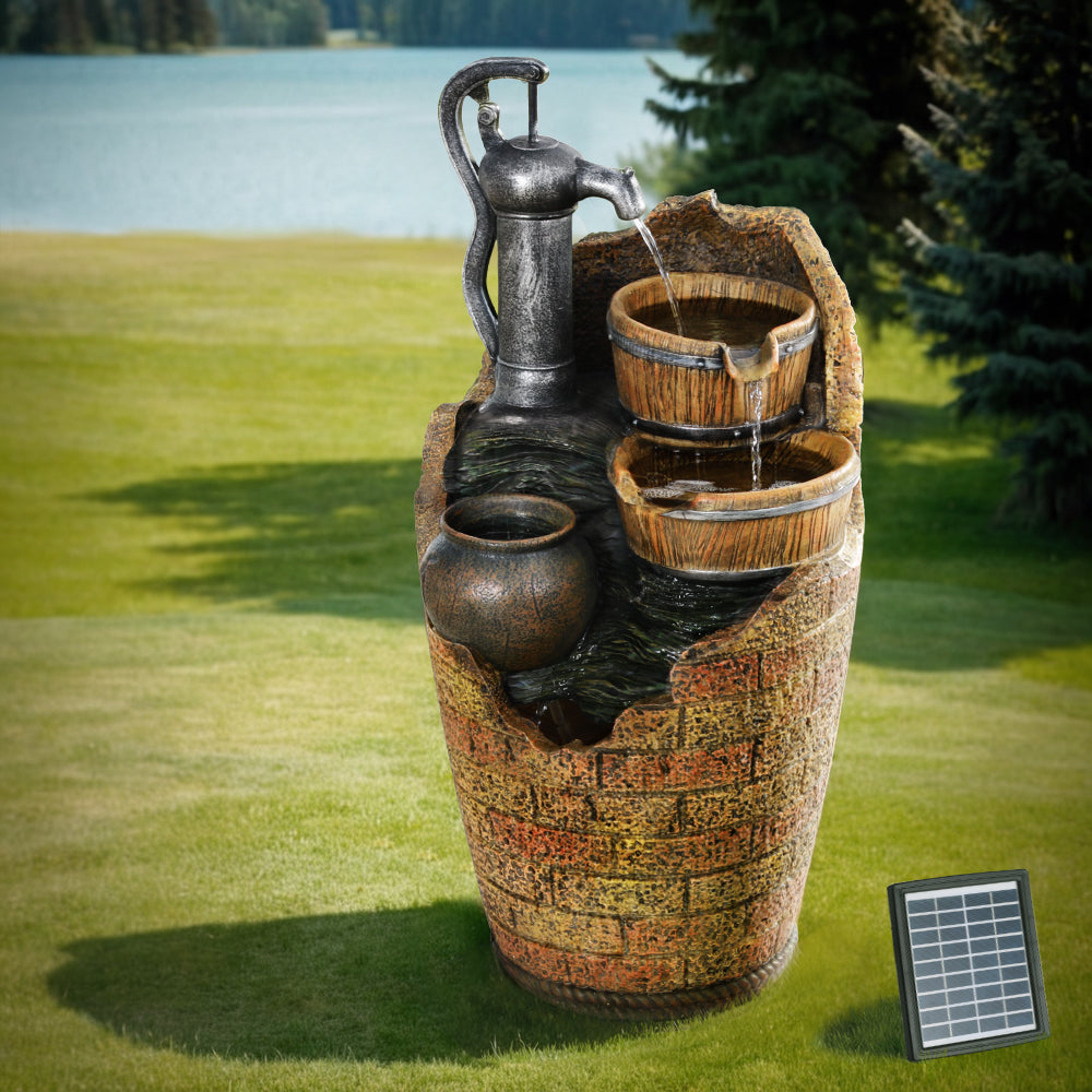 Gardeon 80CM Solar Fountain Cascading Water Feature Outdoor