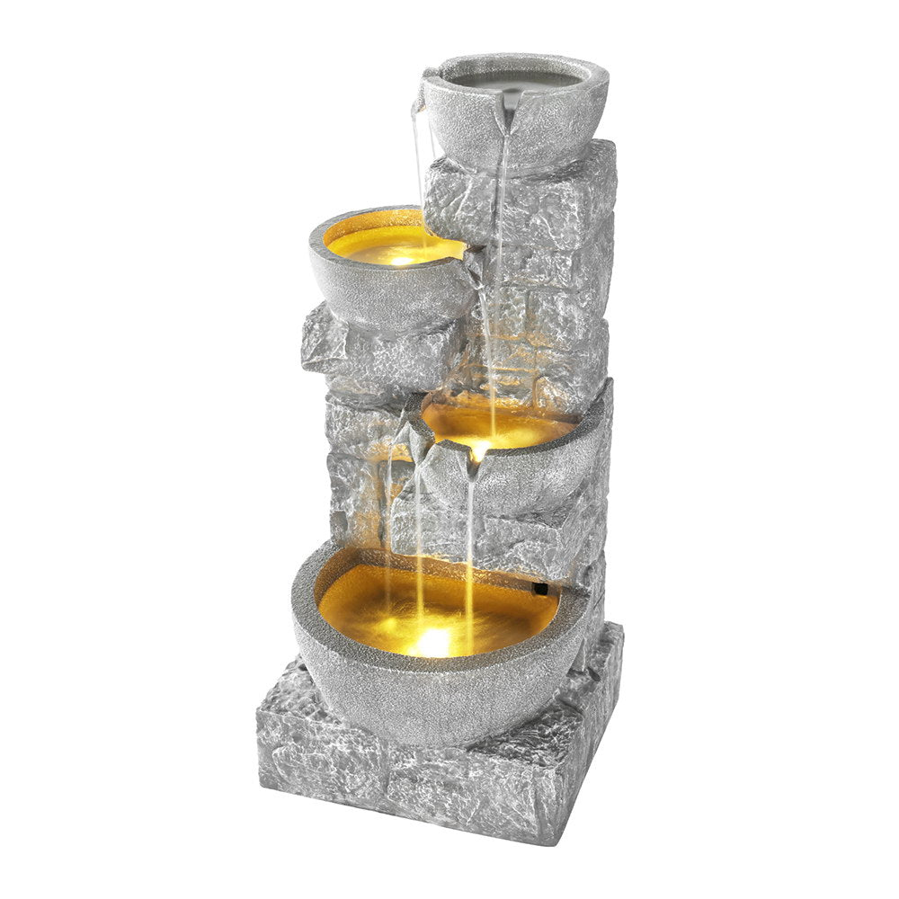 Gardeon Outdoor Solar Fountain LED Lights Grey