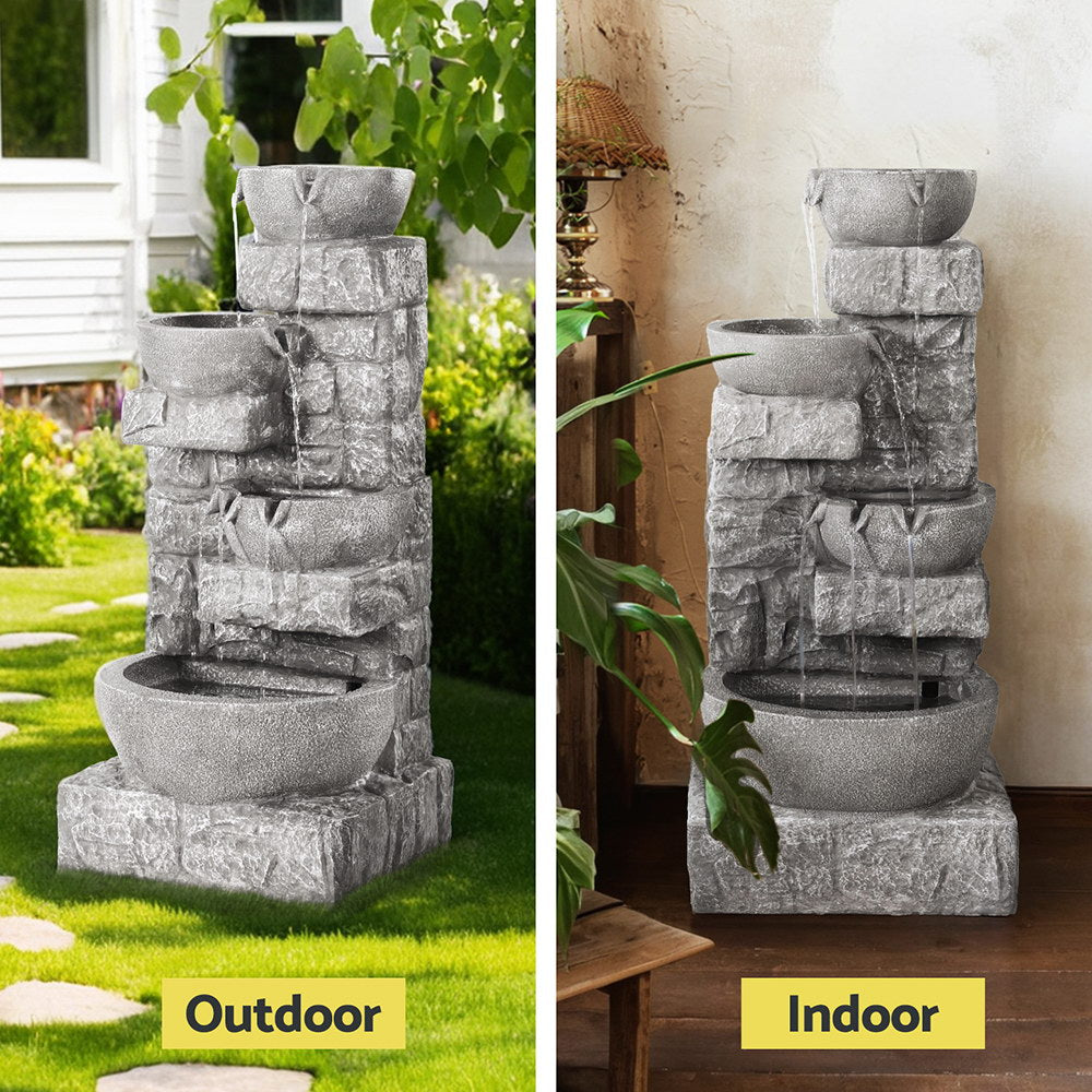 Gardeon Outdoor Solar Fountain LED Lights Grey