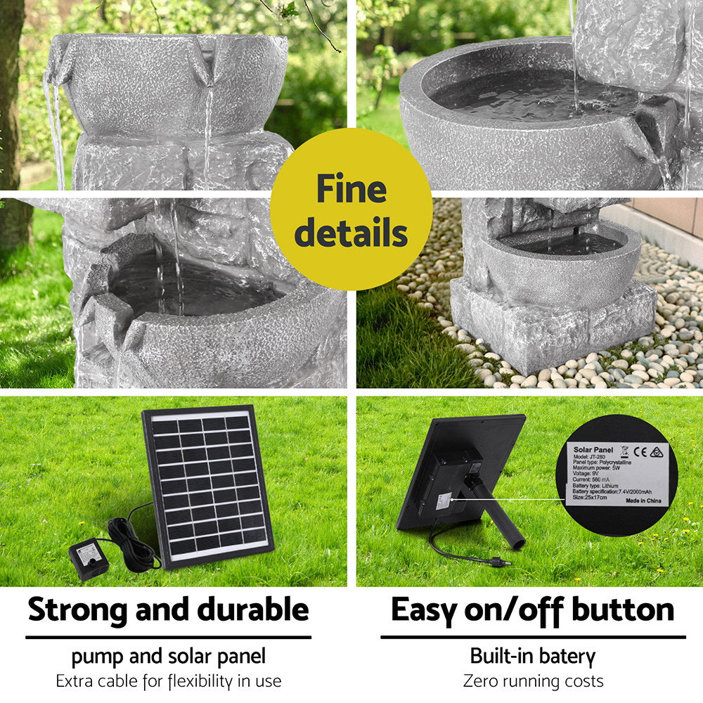 Gardeon Outdoor Solar Fountain LED Lights Grey