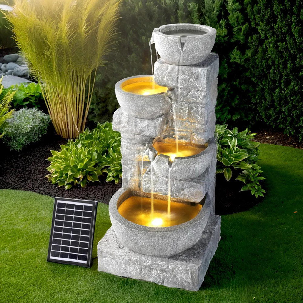 Gardeon Outdoor Solar Fountain LED Lights Grey