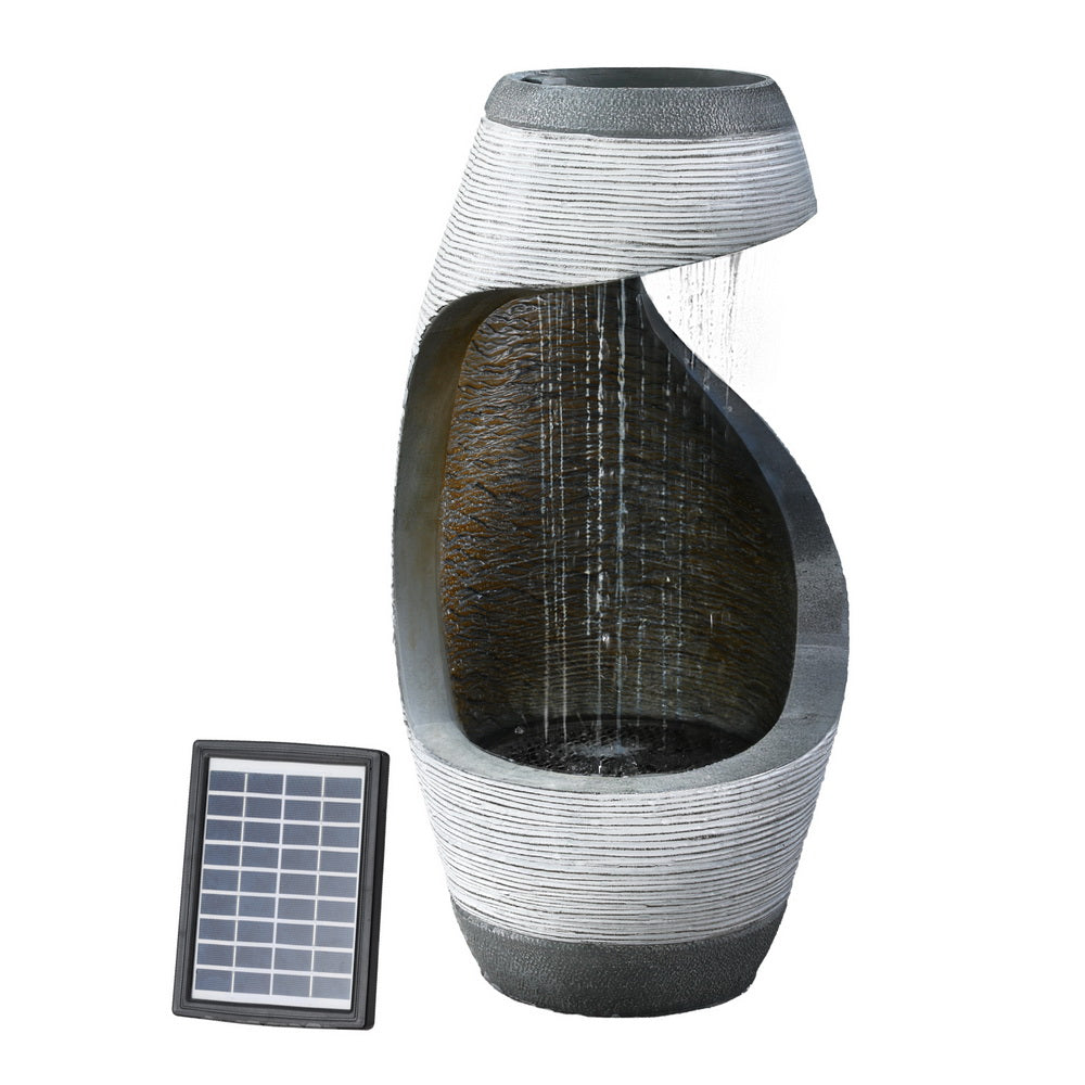 Gardeon 48CM Solar Fountain Bird Bath Cascade Grey