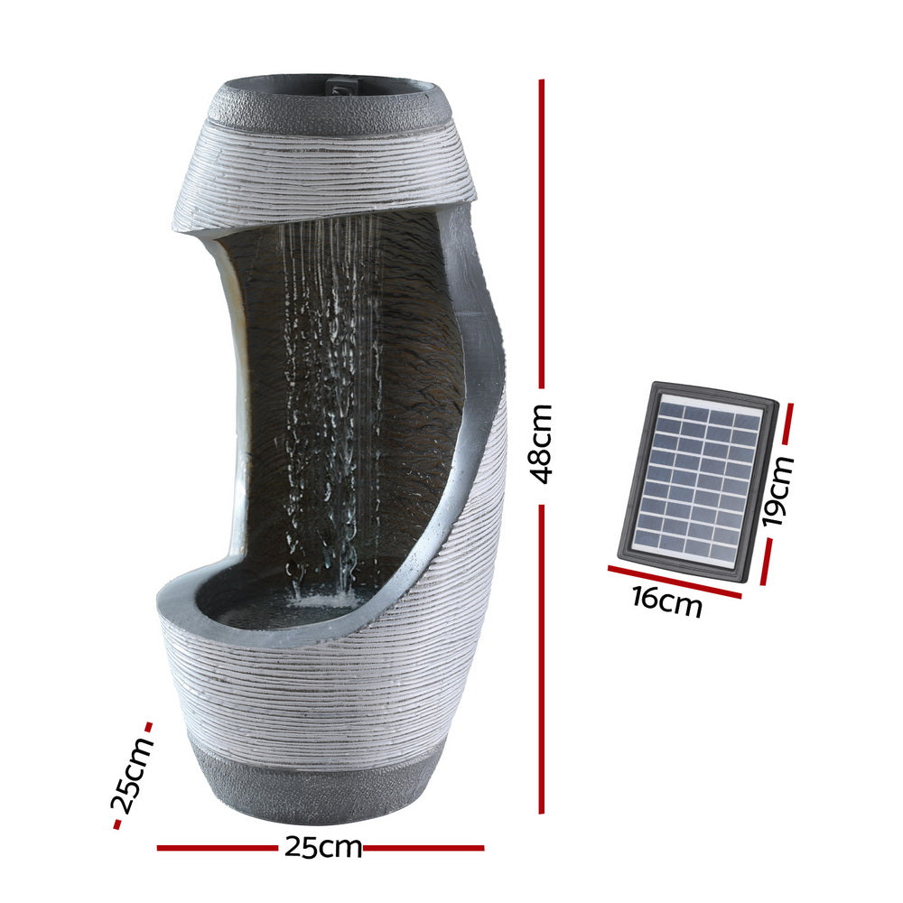 Gardeon 48CM Solar Fountain Bird Bath Cascade Grey