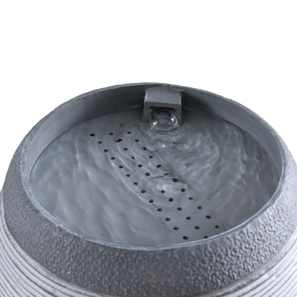 Gardeon 48CM Solar Fountain Bird Bath Cascade Grey