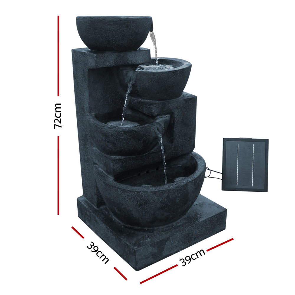 Gardeon 72CM Blue Solar Fountain 4-Tier LED Bird Bath