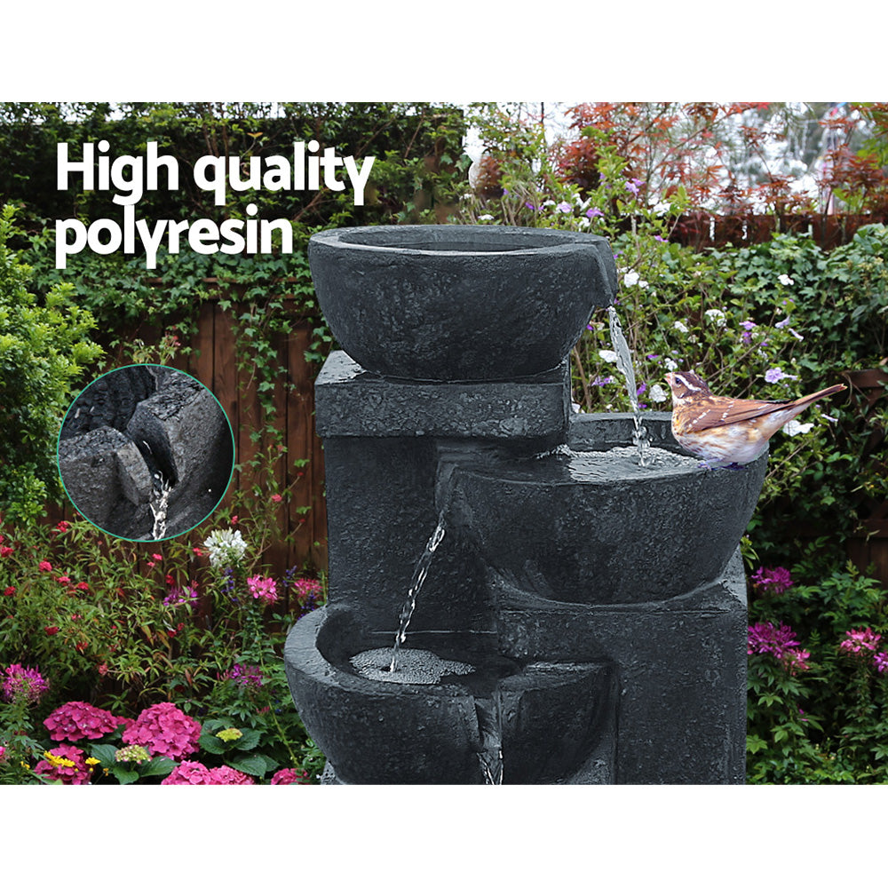 Gardeon 72CM Blue Solar Fountain 4-Tier LED Bird Bath