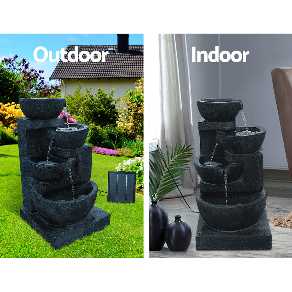 Gardeon 72CM Blue Solar Fountain 4-Tier LED Bird Bath