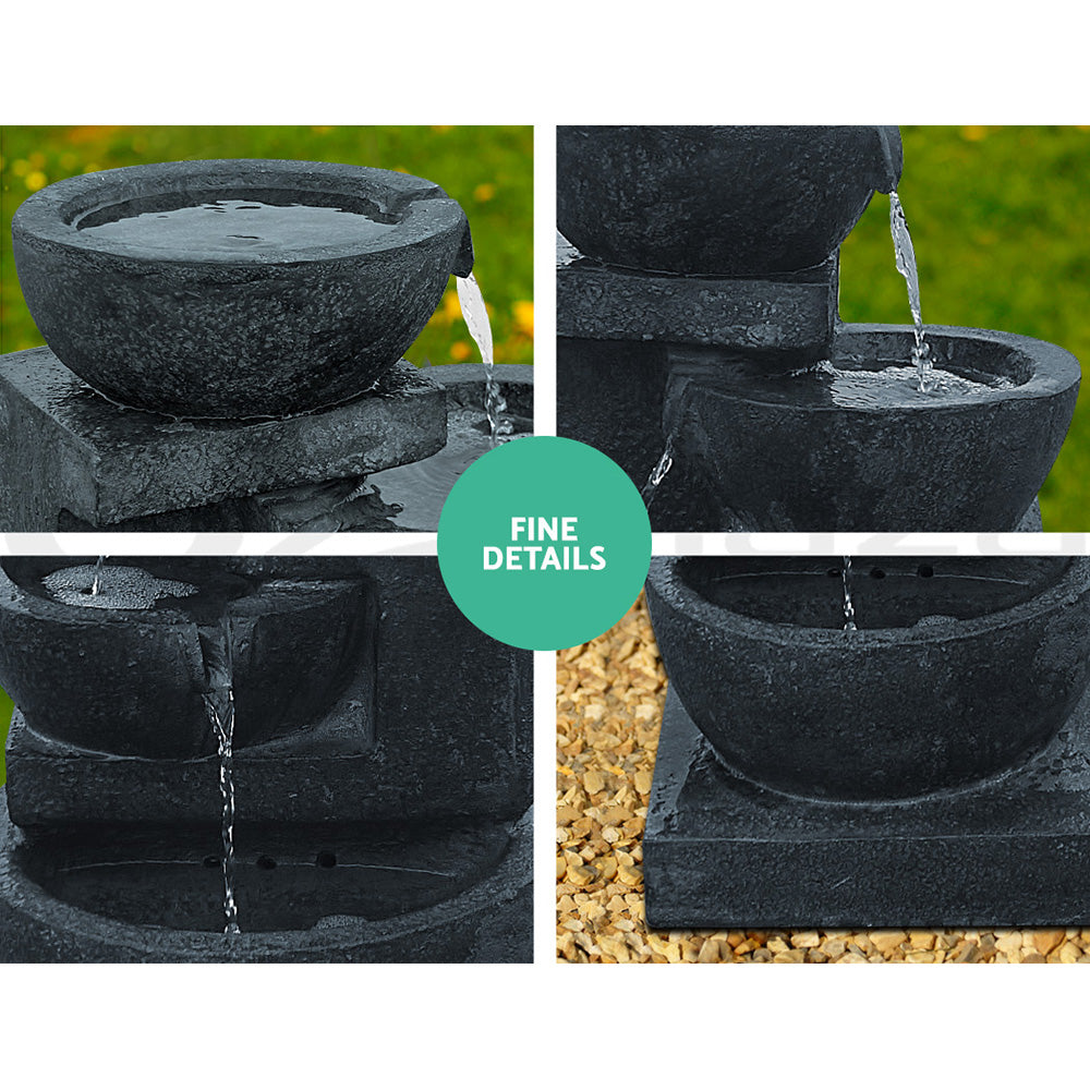 Gardeon 72CM Blue Solar Fountain 4-Tier LED Bird Bath
