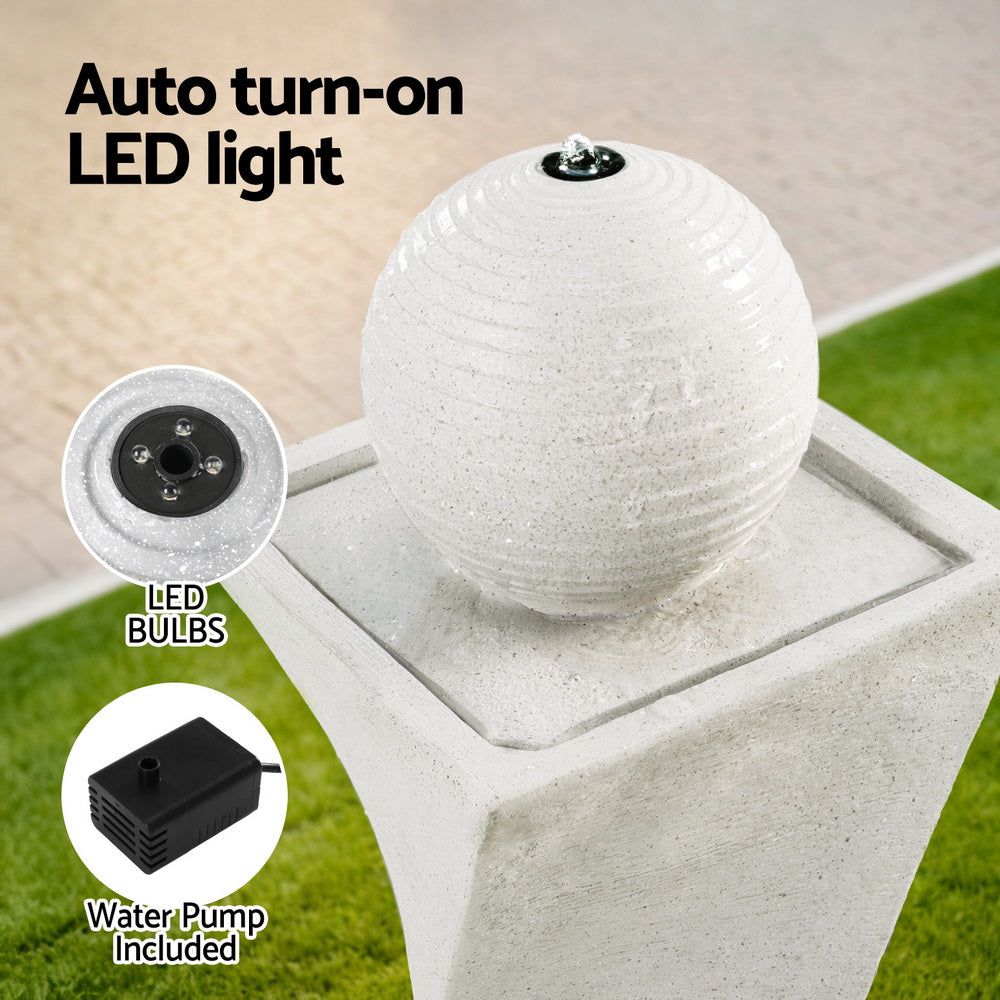 Gardeon 85CM Solar Bird Bath Fountain LED Lights Cream