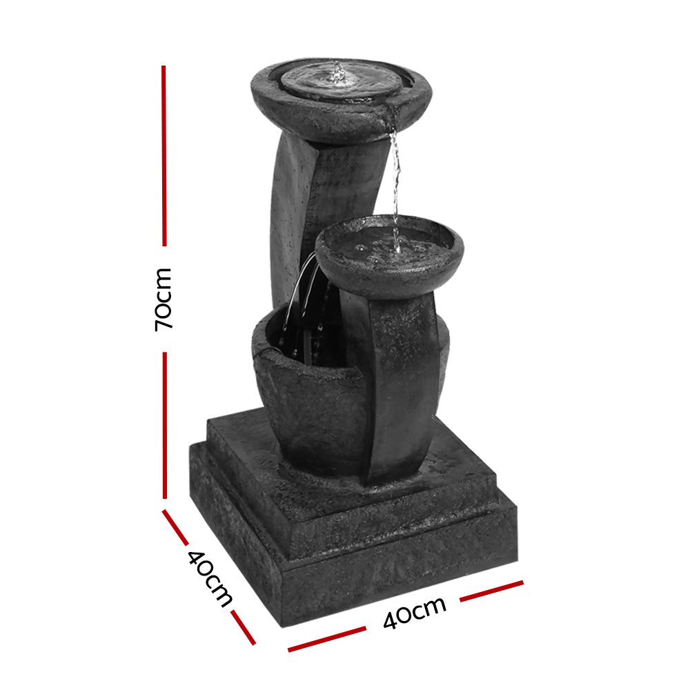 Gardeon 70CM 3-Tier Mushroom Solar Water Fountain LED Light