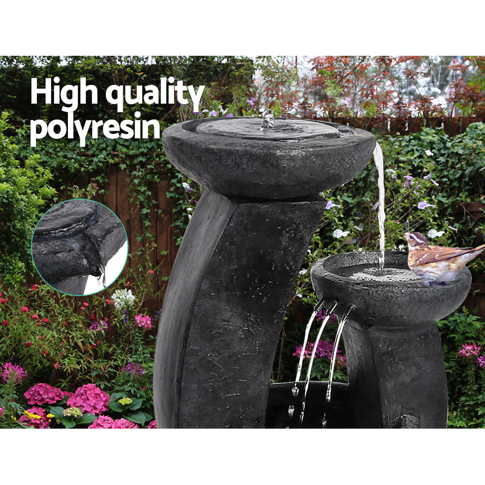 Gardeon 70CM 3-Tier Mushroom Solar Water Fountain LED Light