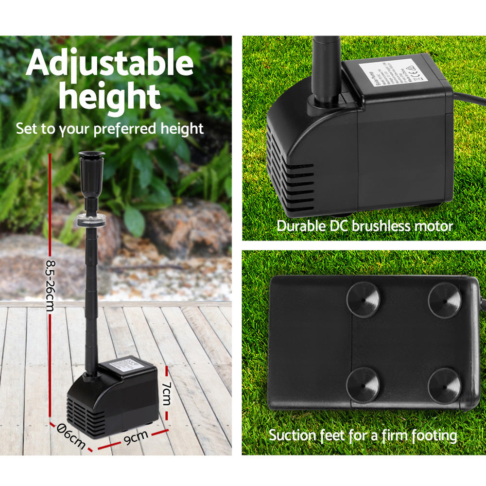 Gardeon Submersible Solar Pond Pump Fountain Kit LED Lights 6.6FT