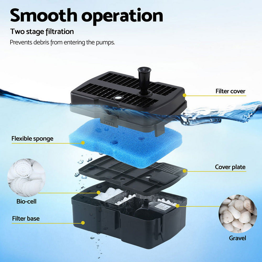 Gardeon 6FT Solar Water Fountain Pump 1190L/H with Filter Box