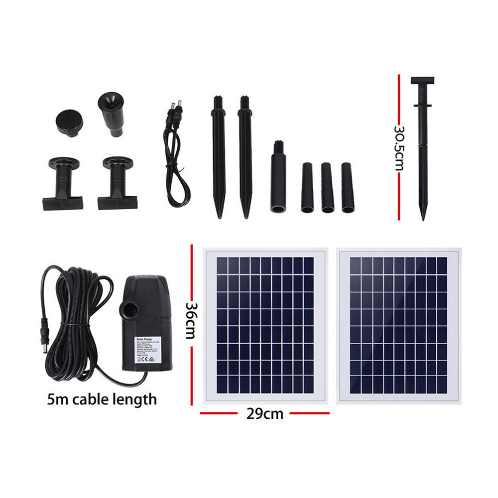 Gardeon 1600L/H Solar Pond Pump Kit Submersible Water Fountain 2 Panels