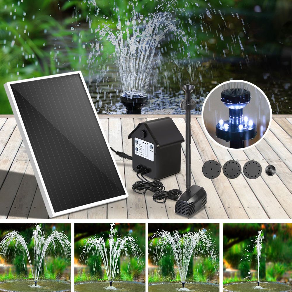 Gardeon Solar Pond Pump Water Fountain with Battery and LED Lights