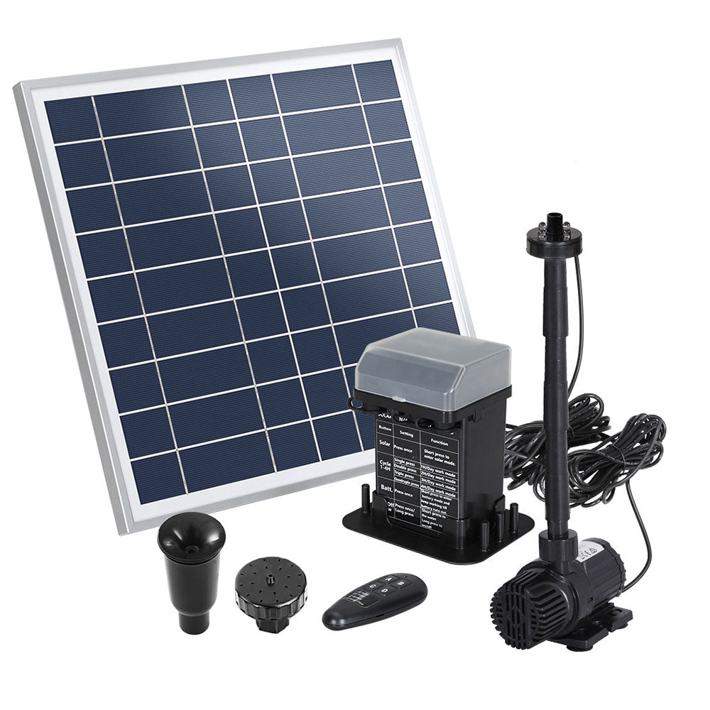 Gardeon Solar Pond Pump Kit LED Lights Battery 9.8FT