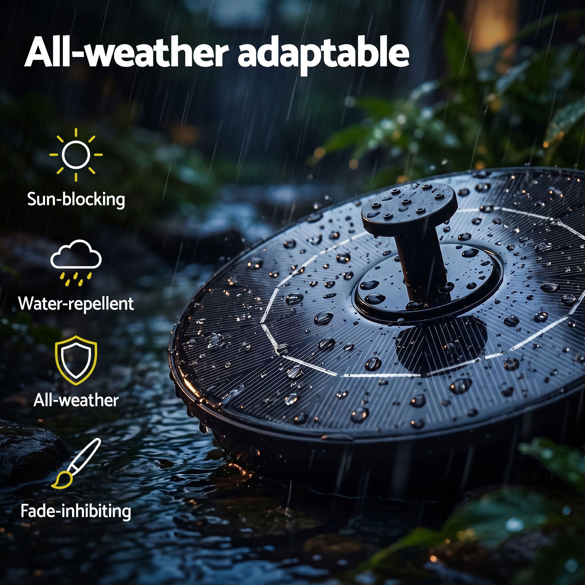 Gardeon Solar Fountain Pump Bird Bath Water Feature 17cm 165L/h Flow Black