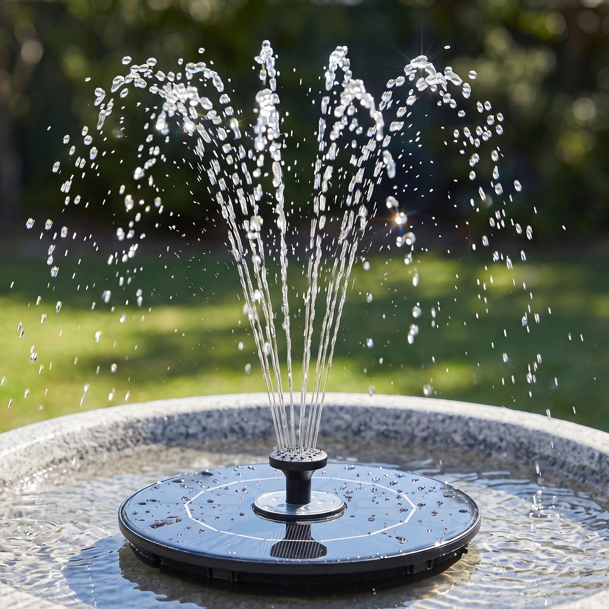 Gardeon Solar Fountain Pump Bird Bath LED Lights 165 L/h Flow 17cm Black