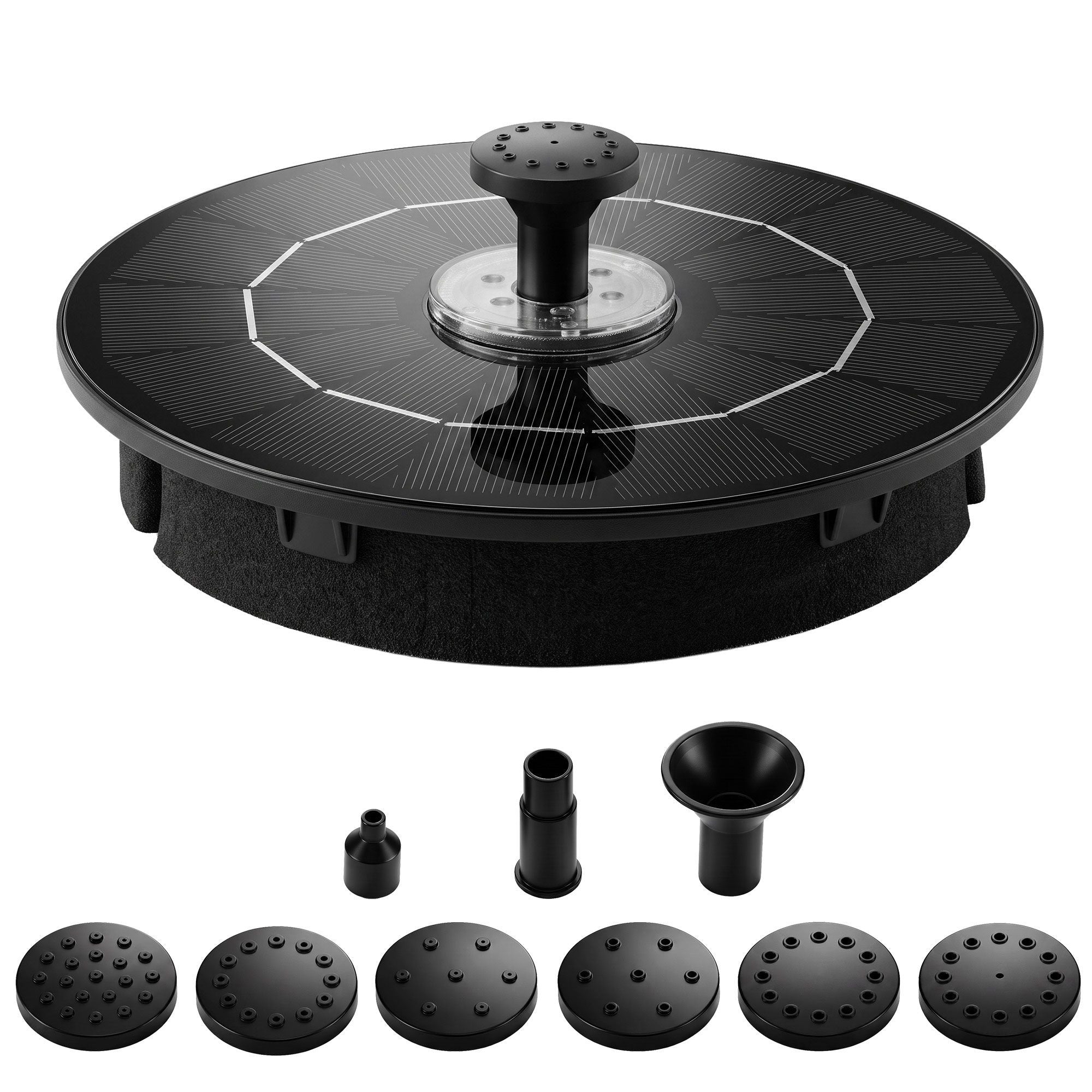 Gardeon Solar Fountain Pump Bird Bath LED Lights 165 L/h Flow 17cm Black