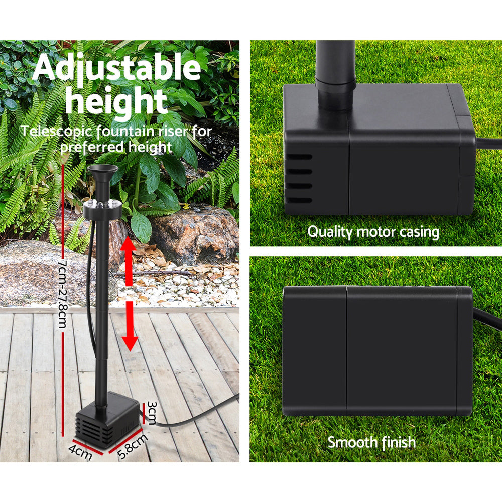 Gardeon Solar Water Fountain Pump Submersible LED Battery Kit 4.3FT