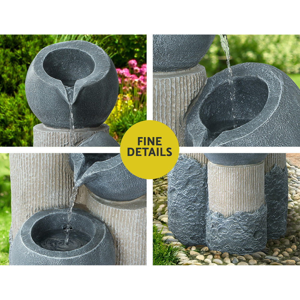 Gardeon 76CM 3-Tier Solar Water Fountain LED Lights Grey