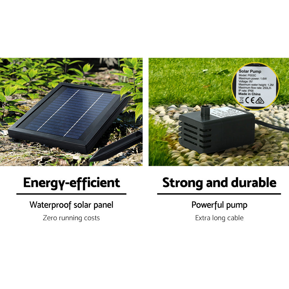 Gardeon 76CM 3-Tier Solar Water Fountain LED Lights Grey